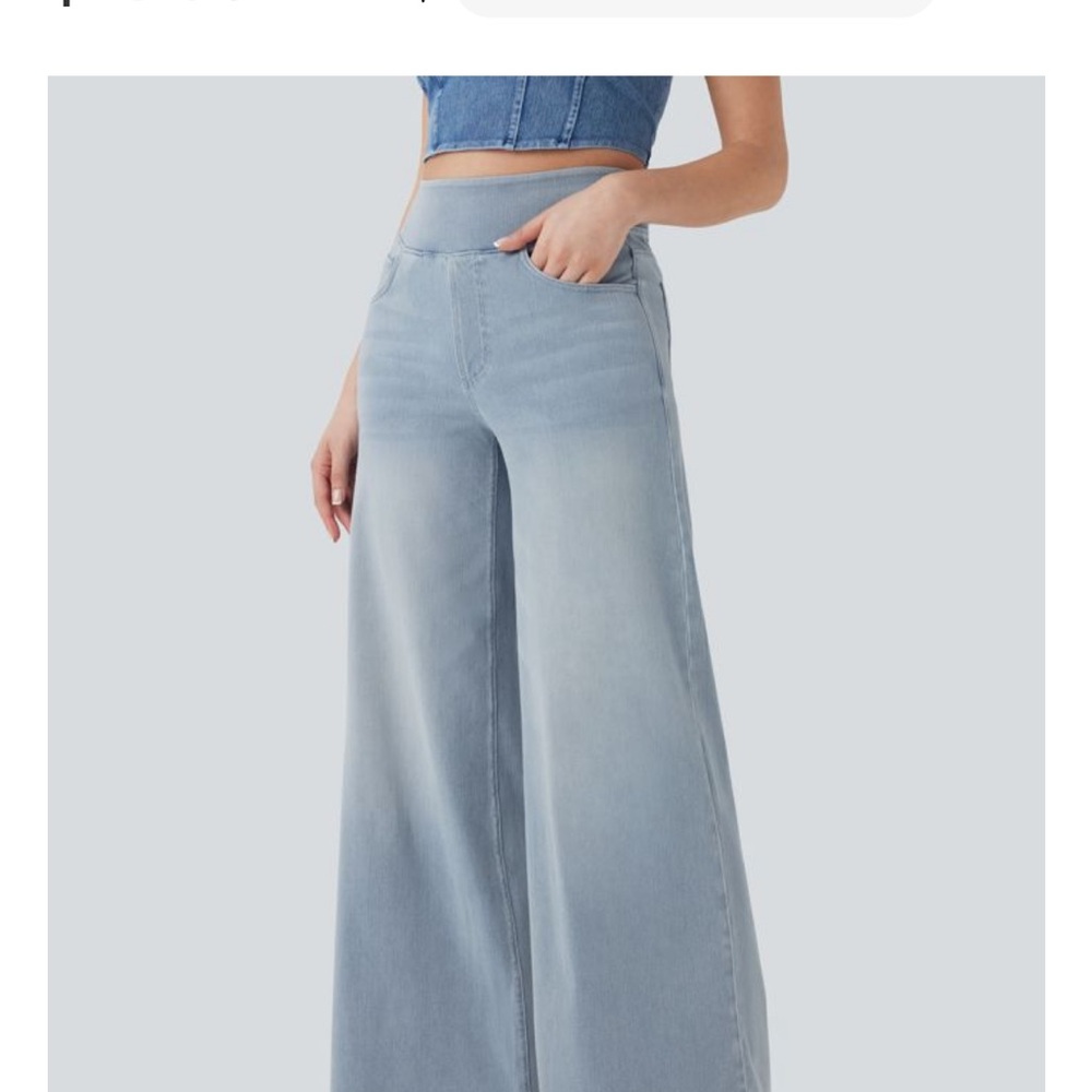 HALARA Light Blue High-Rise Wide Leg Jeans